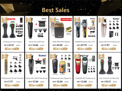 Kemei 2361 Professional Hair Clipper – 10000RPM Magnetic Motor, DLC Blade, Base Charger, Hair Trimmer for Men
