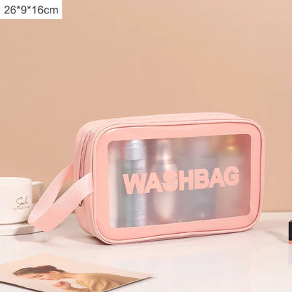 Black Transparent Waterproof Travel Makeup Bag – Portable Large-Capacity Cosmetic Organizer for Women