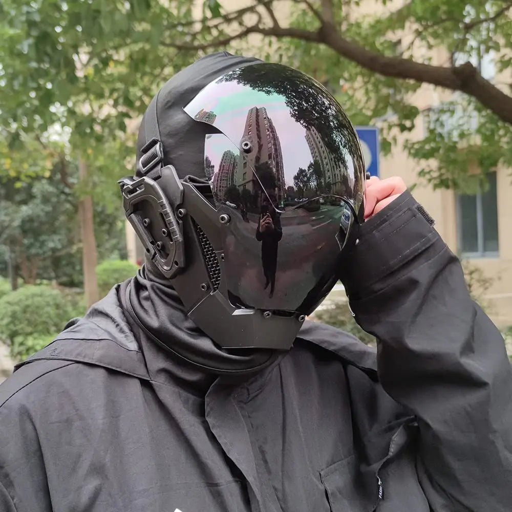 JAUPTO Cyberpunk Mask – Futuristic Robocop Cosplay for Halloween Party, Science Fiction Cool Standard Model