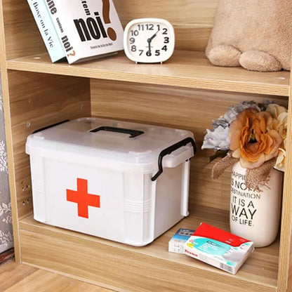 Double-Layer Futuristic Medicine Storage Box - Portable Household Emergency Medical Kit Organizer