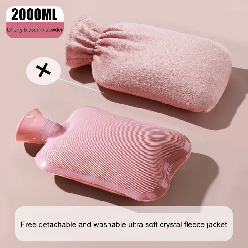 2000ml Winter Plush PVC Hot Water Bag – Explosion-Proof, Heat-Resistant Hand & Waist Warmer for Home and Bedding Gifts