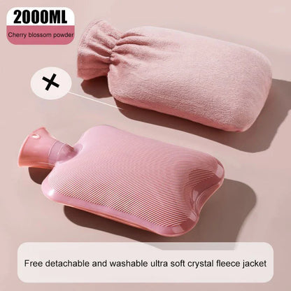 2000ml Winter Plush PVC Hot Water Bag – Explosion-Proof, Heat-Resistant Hand & Waist Warmer for Home and Bedding Gifts