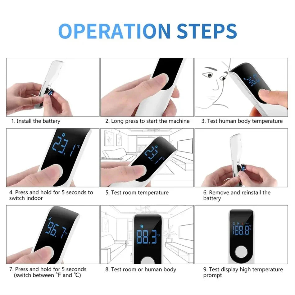 Celsius Display Digital Infrared Thermometer | Non-Contact Medical Temperature Gun Hygrometer