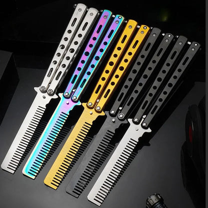 Butterfly Folding Comb for Men - Portable Metal Tip Comb, Convenient Carry Design