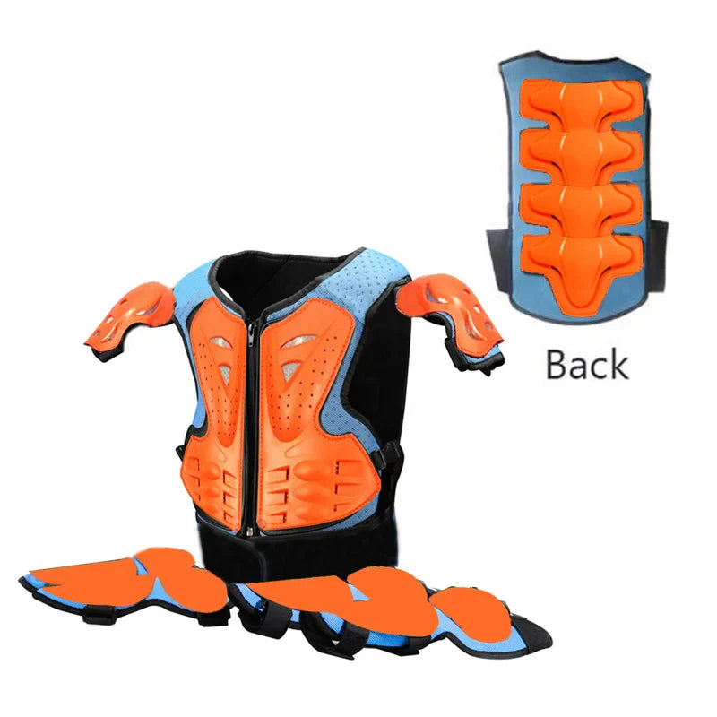 Kids Motocross Body Armor Vest – Chest, Spine & Knee Protection Gear for Boys & Girls (Height 0.85–1.7m)