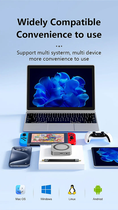 Blueendless 8-in-1 M.2 NVMe SSD Docking Station – USB 3.1 10Gbps, 100W PD, 4K60Hz HDTV Magnetic M.2 SSD Enclosure