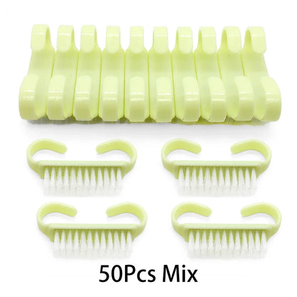 10/20/50/100pcs Nail Cleaning Brush Set - Handle Grip Fingernail Scrubber Tools for Men & Women Manicure Care