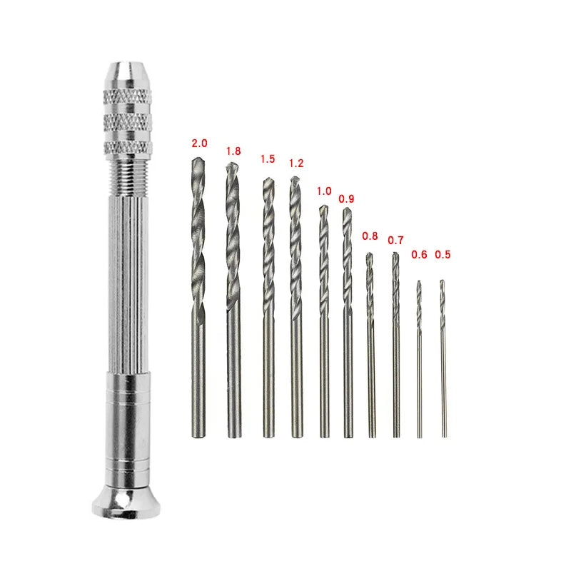 Mini Aluminum Hand Drill with Keyless Chuck – HSS Steel Twist Drill Bit for Woodworking & Manual Drilling