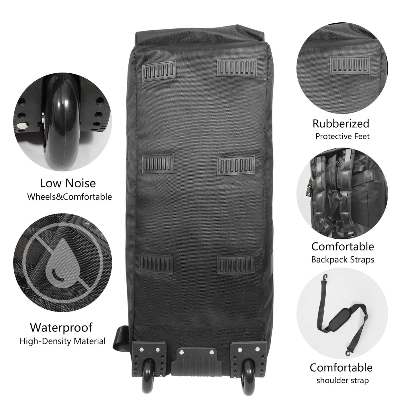 80L Rolling Duffle Bag with Wheels – 31" Heavy-Duty Foldable Travel Duffel, Water-Resistant Luggage with Shoulder Strap