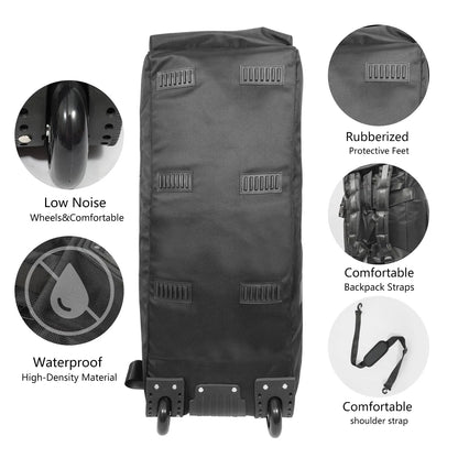 80L Rolling Duffle Bag with Wheels – 31" Heavy-Duty Foldable Travel Duffel, Water-Resistant Luggage with Shoulder Strap
