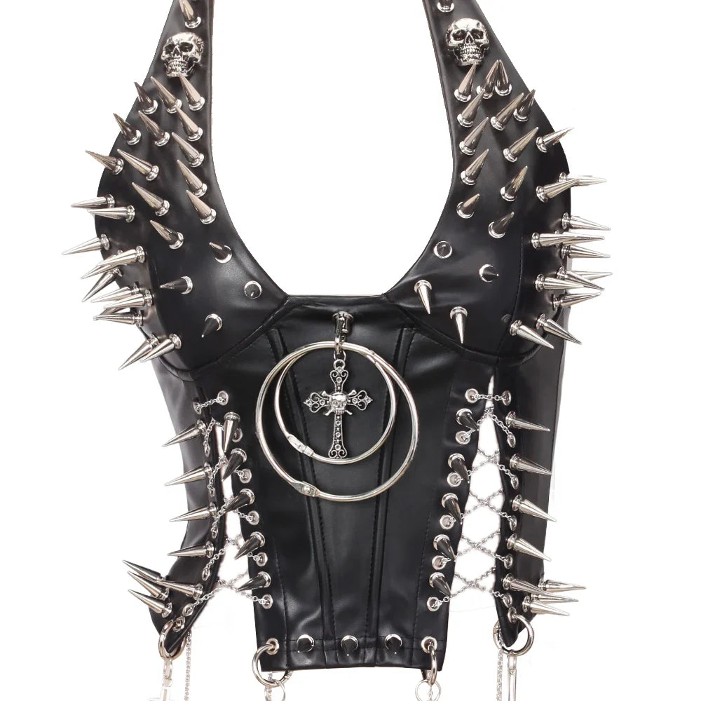 Y2K Gothic Spiked Tank Top - Punk Rock Emo Grunge Festival Style for Women