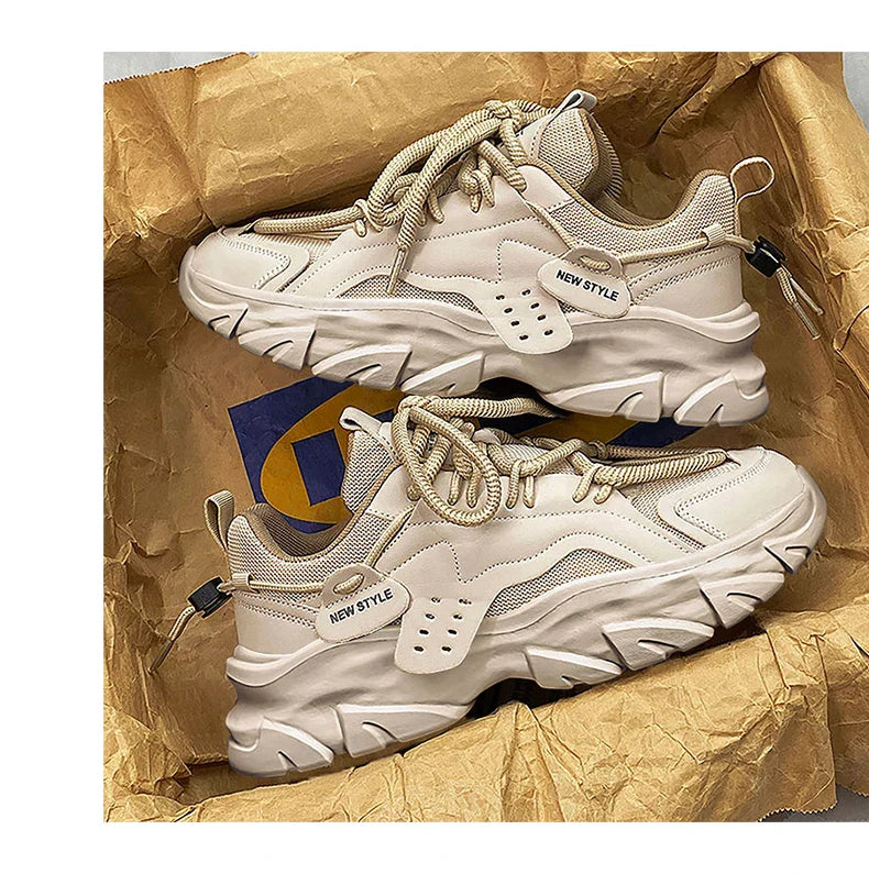 Men's Breathable Casual Sneakers - Thick Soled Soft Soles Tennis Shoes for Outdoor Running & Comfort