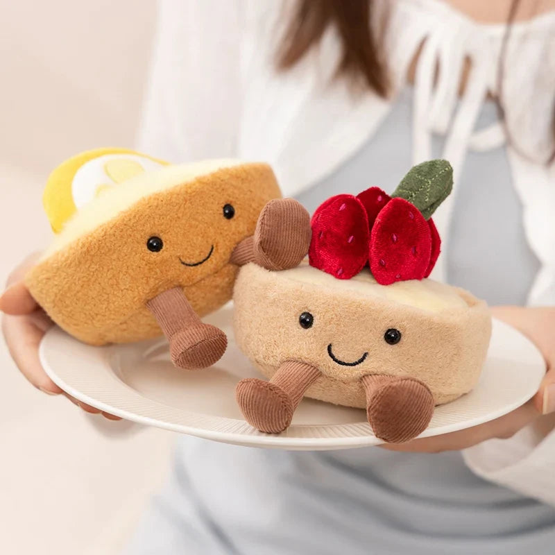 Cute Dessert Plush Toys – Soft Cake, Waffle, Pancake, Macaron, Éclair Stuffed Dolls for Kids Gift & Home Decor