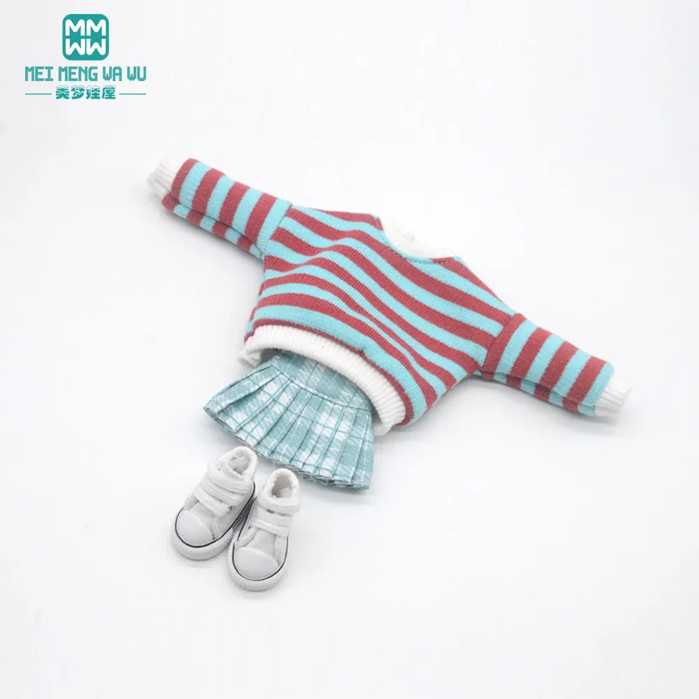Blythe Doll Accessories Set – Fashion Sweatshirt, Shoe Covers & Sneakers for Blythe & Azone Dolls, Christmas Gift