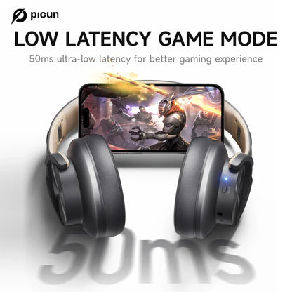Picun B8 Bluetooth Headphones - 120H Playtime, Wireless Over-Ear Headset, 3EQ Mode, Low Latency, Hands-Free Calls