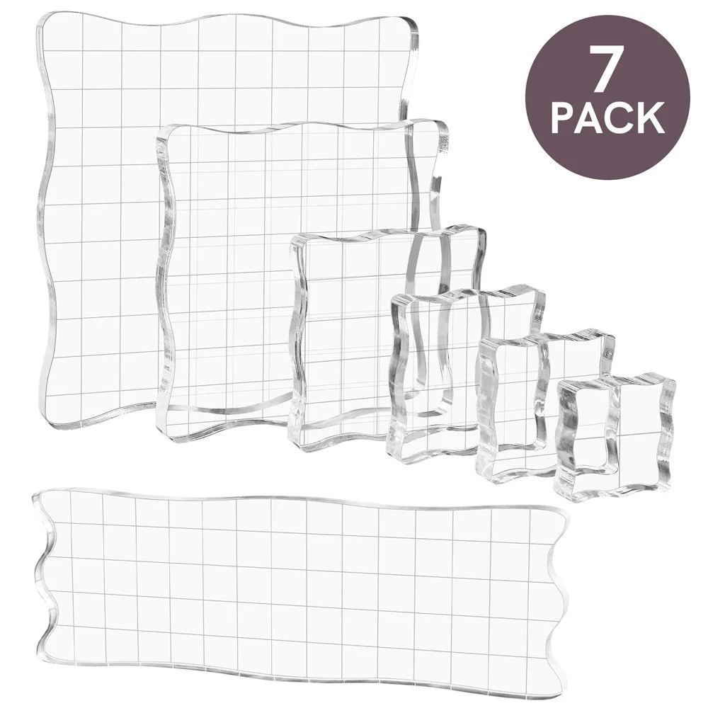 Clear Acrylic Stamp Block Kit - Assorted Grid Line Blocks for Scrapbooking & Card Making