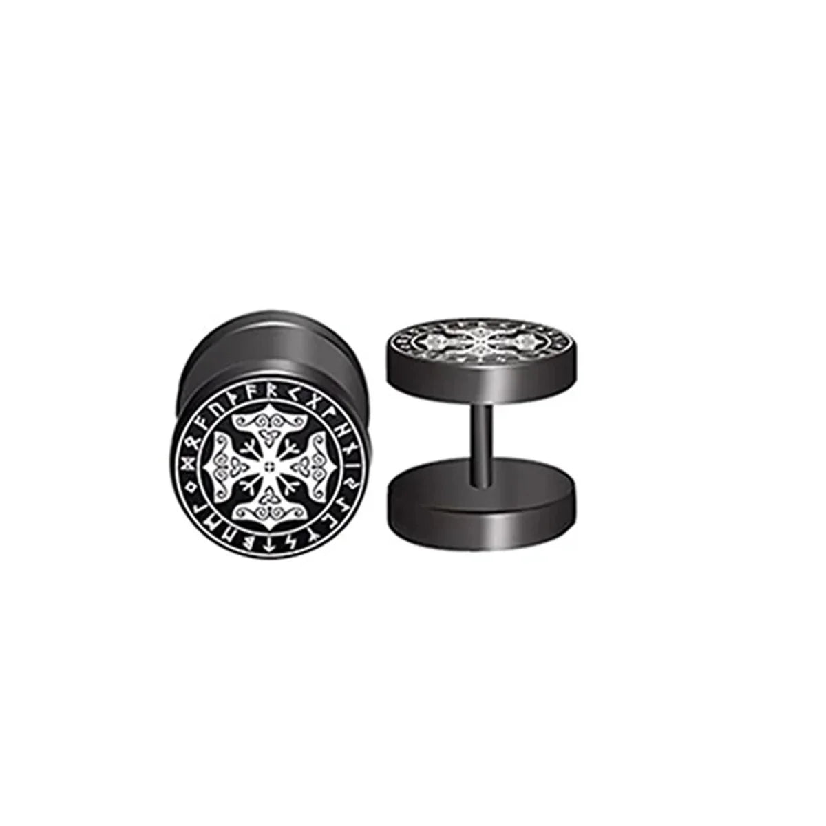 2pcs 18G Stainless Steel Viking Rune Stud Earrings – For Men & Women, Cartilage Tragus Helix Piercing Jewelry