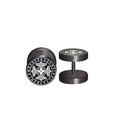2pcs 18G Stainless Steel Viking Rune Stud Earrings – For Men & Women, Cartilage Tragus Helix Piercing Jewelry