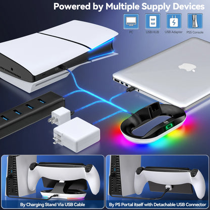 PlayStation Portal Charging Dock Station - Charger Stand with 9 Lights & Handheld Holder for PS Portal