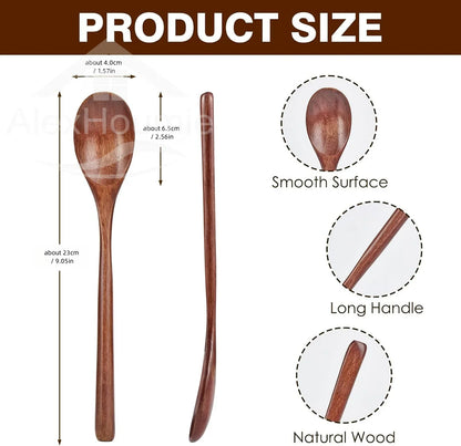6-Piece Bamboo Wooden Spoon Set – 9” Korean Style Natural Wood Spoons for Soup, Cooking & Mixing