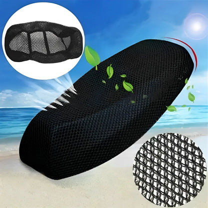 Summer Cool 3D Mesh Motorcycle Seat Cover – Breathable, Anti-Slip Scooter Cushion with Grid Protection Pad