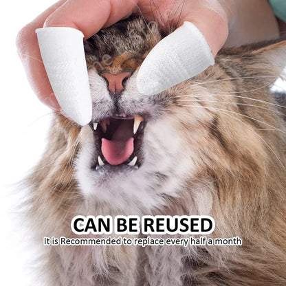 12/2pc Pet Oral Care Finger Cots - Two-Finger Brushing Design for Tartar Removal and Cochlear Cleaning - Cat and Dog Toothbrush Covers
