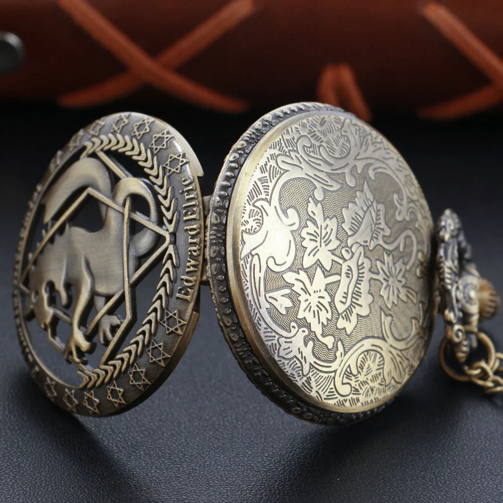 Steampunk Quartz Pocket Watch Necklace – Bronze Pendant Clock for Men & Women, Christmas Gift