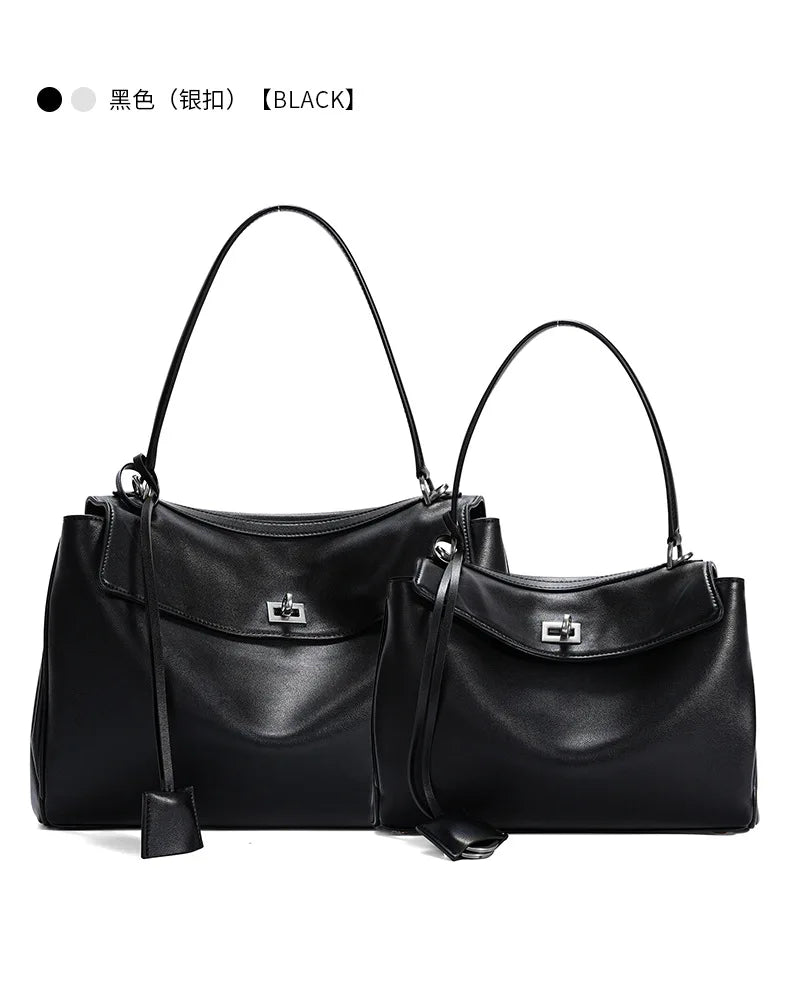 New Rodeobag Leather Kelly Bag — Women’s Large Capacity Fashion Handbag with Advanced Lock, High-End Underarm Bag