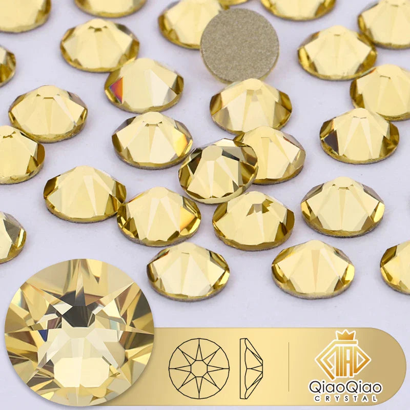 QIAO 2088 Crystal Nail Art Rhinestones — Flat Back Non-Hotfix Strass for DIY Nail Decorations (8 Big + 8 Small)