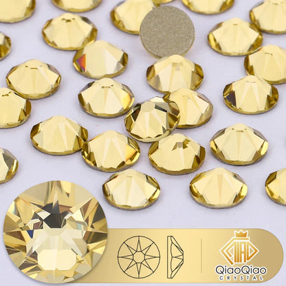 QIAO 2088 Crystal Nail Art Rhinestones — Flat Back Non-Hotfix Strass for DIY Nail Decorations (8 Big + 8 Small)
