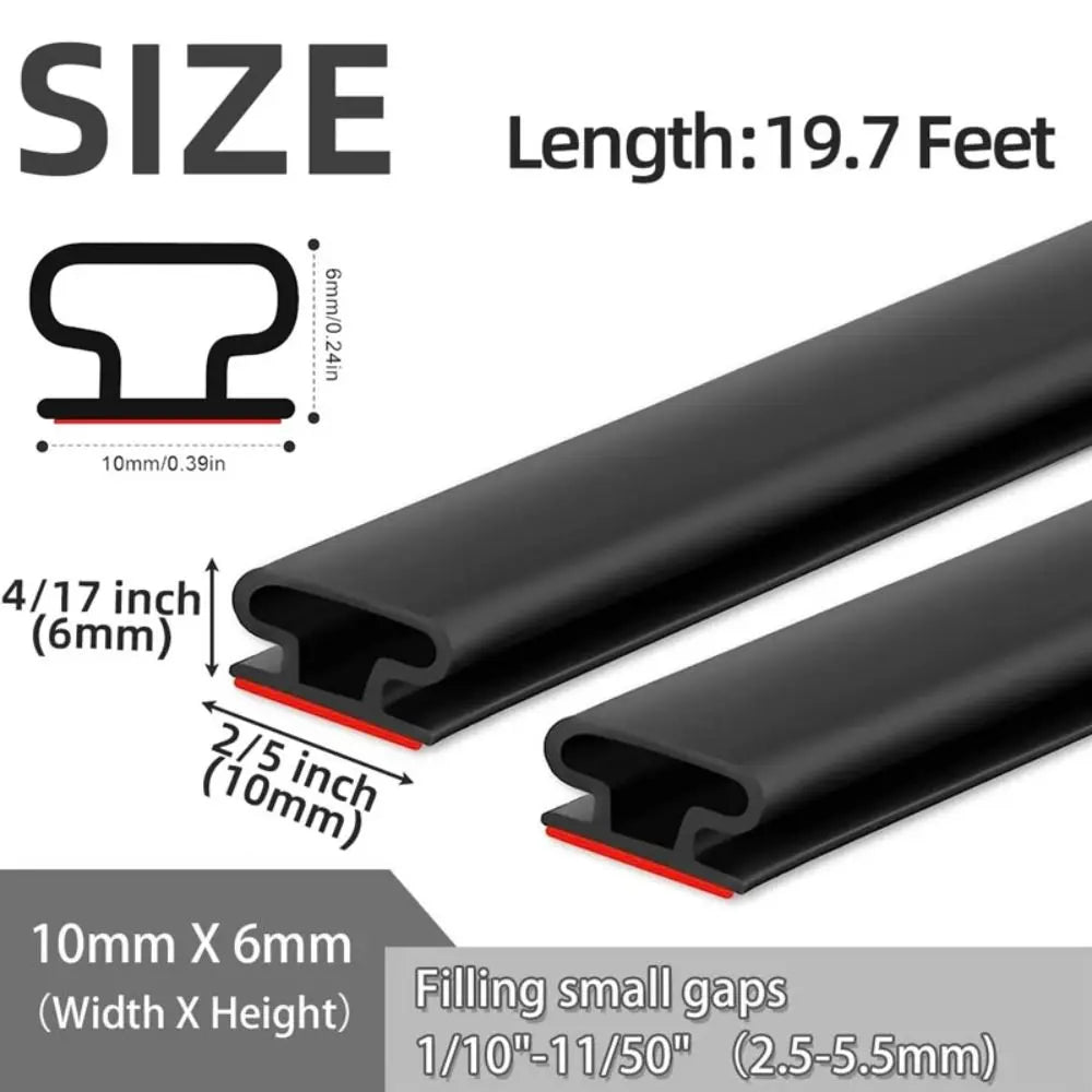 D-Shape Door Weather Stripping - 6M Self-Adhesive Rubber Soundproof Windproof Draught Excluder for Door Frames