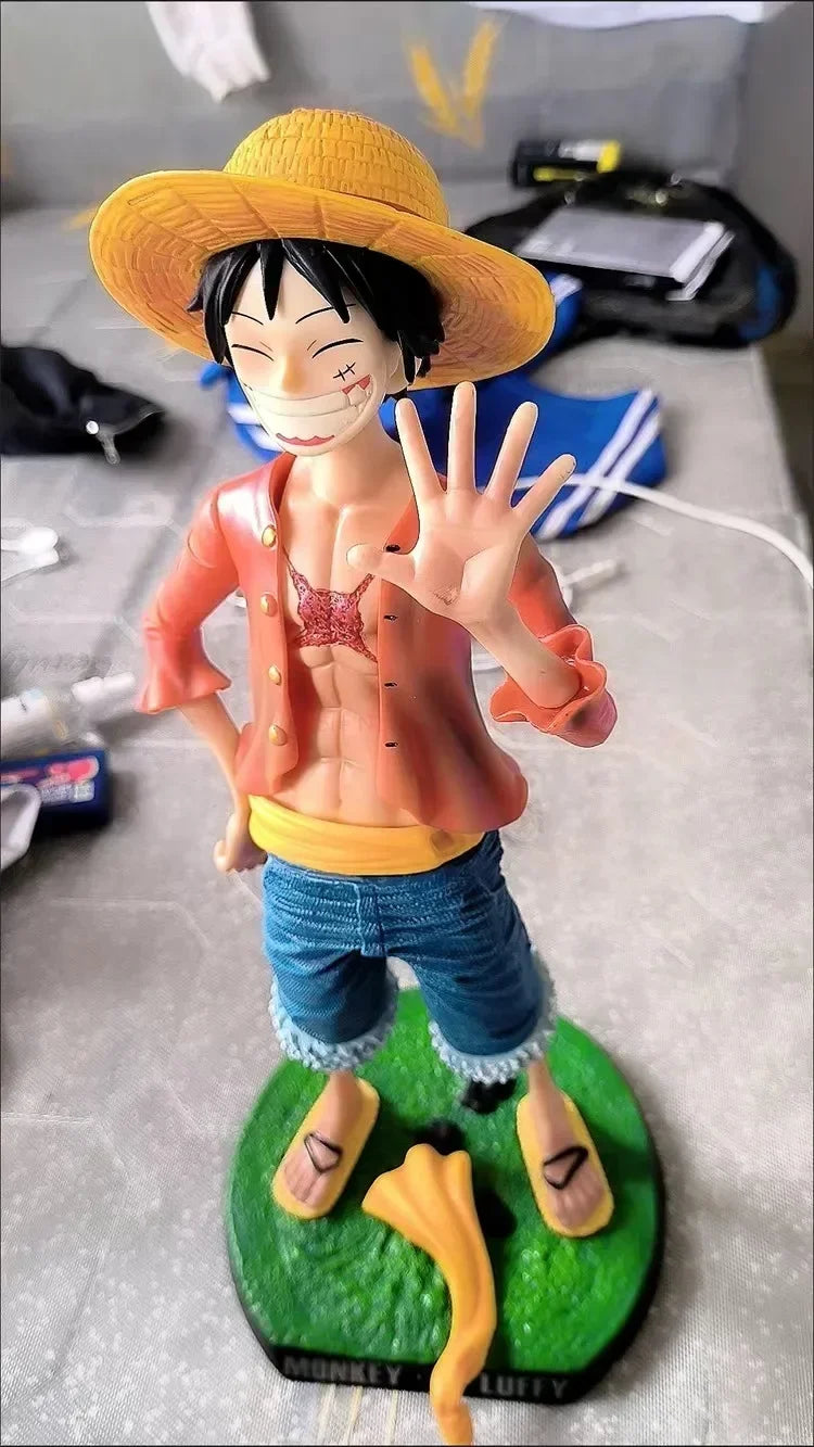 One Piece 42.5cm Straw Hat Monkey D. Luffy Figure – 1/4 Scale Large Smiley Anime Statue, Decorative Doll Toy Gift