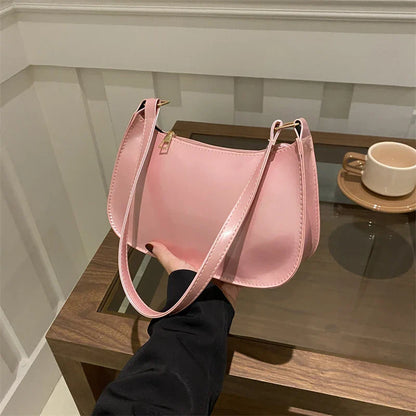 Retro Solid Color PU Leather Shoulder Bag – Fashion Women's Handbag, Casual Designer Hobo Underarm Bag
