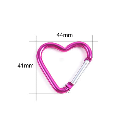 10PCS Heart Shape Aluminum Carabiner Clips - Tactical Keychain Hooks for Outdoor Gear, Water Bottles & EDC Tools