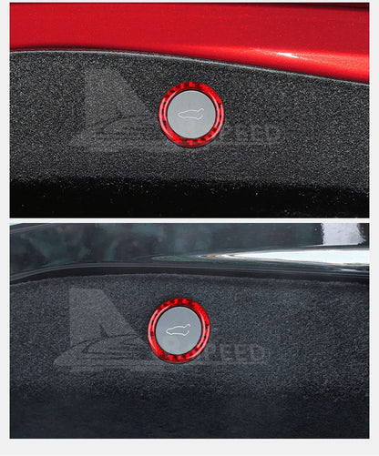 Soft Carbon Fiber Sticker — Interior Trim for Tesla Model 3 Highland 2024 & Model Y 2025, Car Trunk Switch Button Accessory