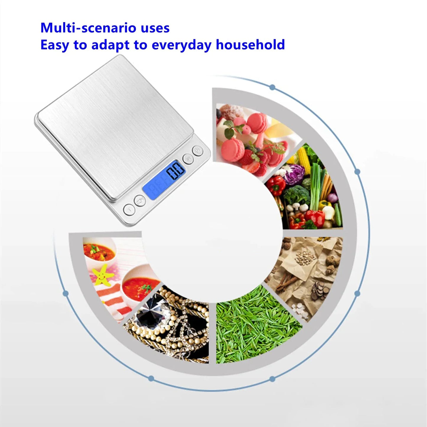 Digital Kitchen Scale 3000g/0.1g - Small Jewelry and Food Scale, Digital Weight Gram and Oz, with LCD Display and Tare Function