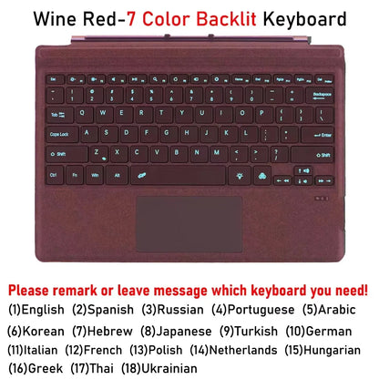 Backlit Bluetooth Keyboard with Trackpad – Wireless Teclado for Microsoft Surface Pro 3–11/X