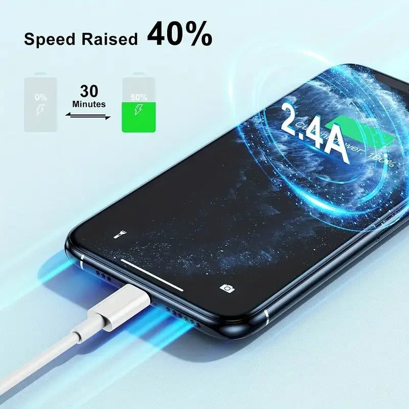 2-Pack MFi Certified CarPlay Lightning Cable - USB-A Fast Charging & Data Transfer Cord for iPhone 14/13/12/11