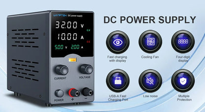 Wanptek DC Power Supply – Adjustable 30V 10A / 60V 5A Lab Bench Voltage Regulator, Variable 120V 3A Power Supply