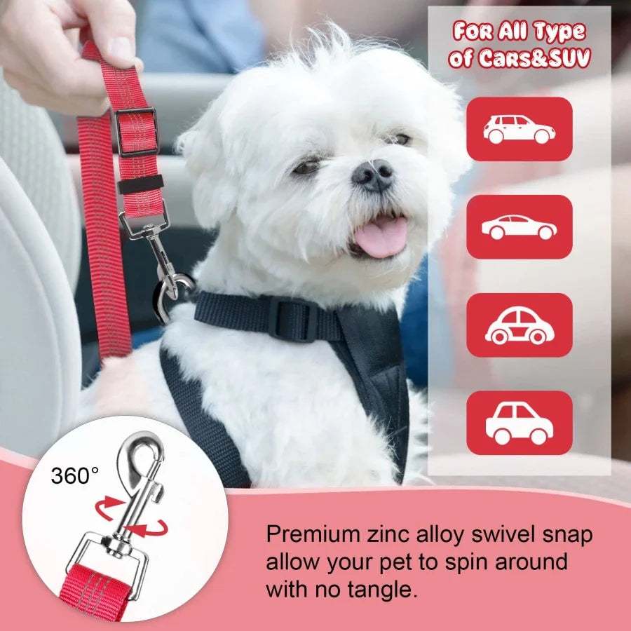 Reflective Safety Pet Car Seat Belt Leash - Elastic Buffer Dog Rope Leash - Essential Pet Product for Secure Travel