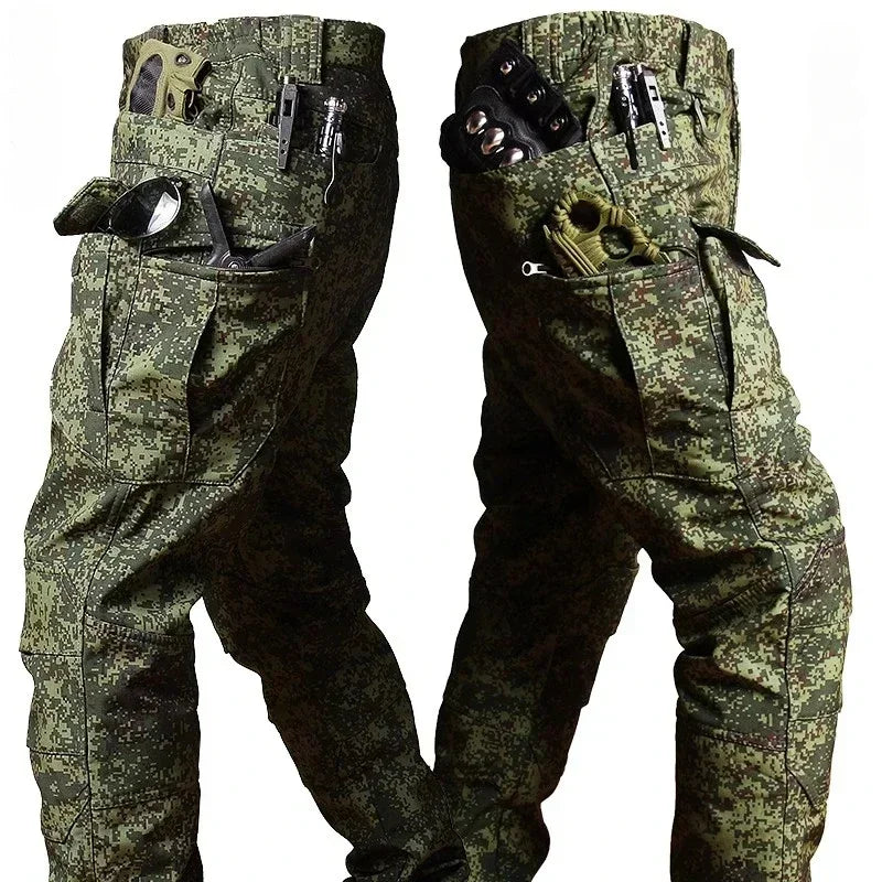Men’s Winter Thicken Camo Tactical Suit — Waterproof Hooded Jacket & Fleece Pants Outdoor Hunting 2-Piece Set