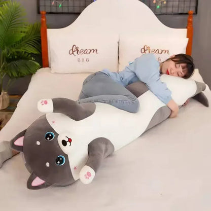Cute Husky Dog Side Sleep Body Pillow - Perfect Sofa Bed Decoration and Birthday Present Gift for Kids, Classmates, Friends, and Girlfriends