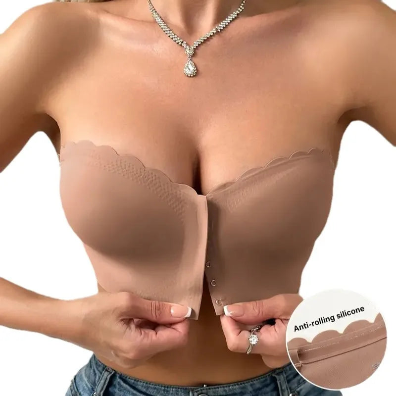 Front Button No-Wire Bra — Smooth, Breathable, Comfortable Underwear, Solid Color, Invisible & Seamless Design