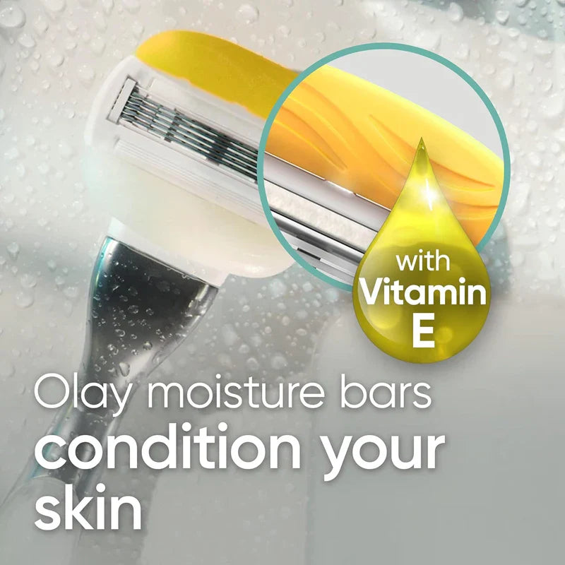 Gillette Venus Olay Manual Razor — 5-Layer Blade with Lubricating Strip & Air Cushion for Women’s Body & Bikini Hair Removal