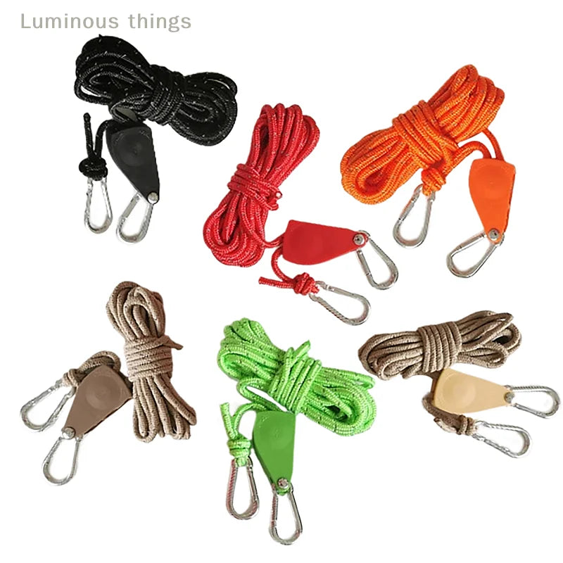 Camping Tent Reflective Windproof Rope – Adjustable Lanyard with Buckle & Pulley for Outdoor Equipment
