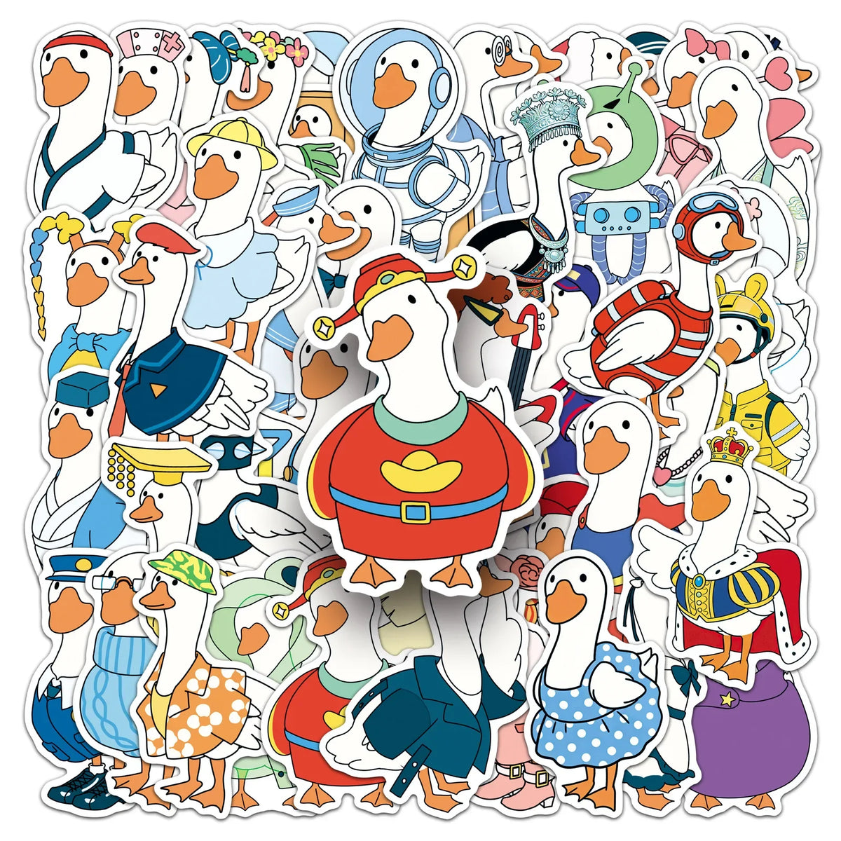 50PCS Cartoon Goose Stickers - Cute Waterproof Animal Decals for Water Bottles, Laptops, Skateboards & Luggage