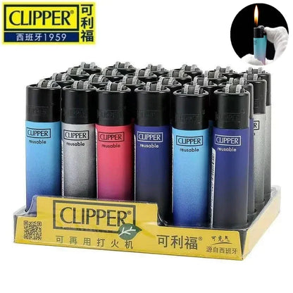 Clipper Dual Color Gradient Windproof Lighter – Open Flame Gear Cigarette Lighter with Metal Grinding Wheel
