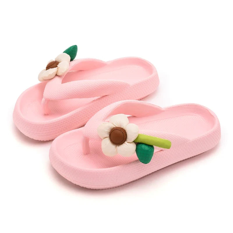 Women’s Phalaenopsis Flower Flip Flops - Cute Multicolor Summer Slippers