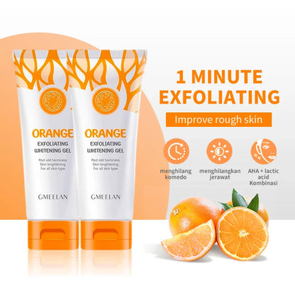 Orange Exfoliating Gel 50g — Dead Skin Remover, Brightening Peeling Scrub, Hydrating & Whitening Korean Skincare Moisturizer