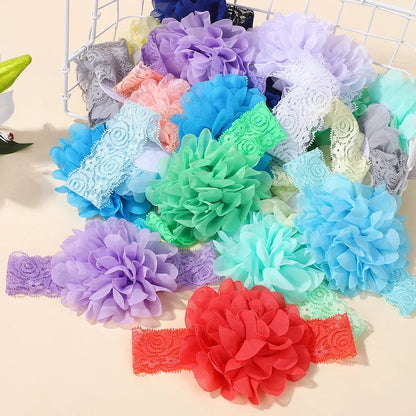 20-Piece Baby Flower Headbands - Soft Lace Nylon Elastic Hair Bands for Infants & Toddlers